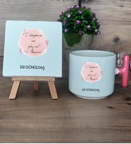 Dünyanın En Güzel Annesi Hediye Seti Kupa Bardak T Kulplu ve Dekoratif Taş Anneye Doğum Günü Anneler Günü Hediyesi (Model 4)