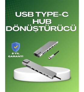 Northcity 8‑in‑1 Hub – Şarj, Veri, Video ve Ağ Çözümü 4K HDMI, USB 3.0, RJ45