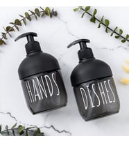 Porsima C-527 2'li Cool Sıvı Sabunluk Seti - Mutfak-Banyo Tezgah Üstü Temizlik Seti - Siyah Cam 425 mL