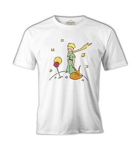 Küçük Prens - Gezegen Kırmızı Gül Beyaz Erkek Tshirt