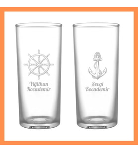 Kişiye Özel Denizcilik Temalı İkili Rakı Bardağı - İsme Özel Hediye