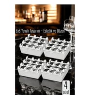 4 lü Metal Döküm Küllük – 3x3 Yuvalı, Krom , Modern ve Ağırlıklı Tasarım