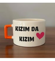 Kızım Da Kızım Baskılı Kadınlar Günü Turuncu Kulplu C Fincan