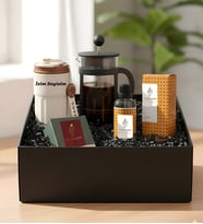 Kişiye Özel İsimli Beyaz Termoslu Premium Kahve Hediye Kutusu Seti French Press Çelik Termos Filtre Kahve Kolonya Hediye Seti