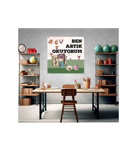 Ben Artık Okuyorum Fotoğraf Panosu Branda 100x100