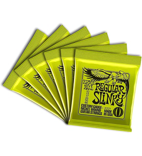 Ernie Ball Regular Slinky Nickel Wound Electric Guitar Strings 6 Pack - 10-46 Gauge
