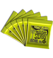 Ernie Ball Regular Slinky Nickel Wound Electric Guitar Strings 6 Pack - 10-46 Gauge