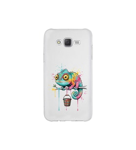 Samsung Galaxy J7 ile Uyumlu Splash Bukalemun Tasarımlı Şeffaf Silikon Kılıf