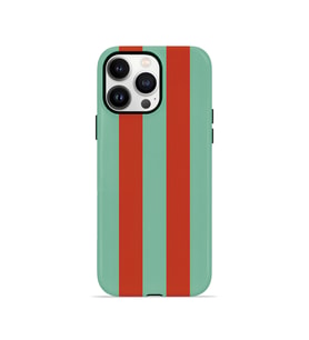 iPhone 14 Pro Vorian Çift Katmanlı MagSafe Kılıf Terracotta Mint Stripe