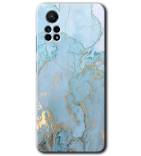 Redmi Note 12 Pro 4G Kılıf HD Desen Baskılı Kılıf - Mavi Gold Mermer