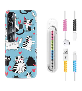 Tecno Spark 6 6 Go 8C 8 Pro 7 7 Pro Kılıf Kablo Koruma Spiral Silikon Kedicikler 1772