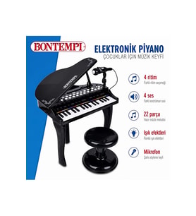 Bontempi 32 Tuşlu Işıklı Piyano Seti Mikrofonlu, Tabureli, Kayıt Ve Riascolto Özellikli Elektronik M