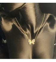 925 Ayar Gümüş Gold Kelebek Kolye