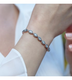Elmas Montür Rose Gold Kaplama Zirkon Taşlı Asansörlü Gümüş Bileklik