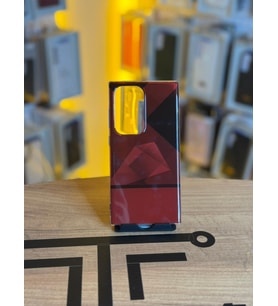 Samsung S24 Ultra Uyumlu Kristal Görünümlü Geometrik Desenli Parlak Kılıf (Kırmızı)