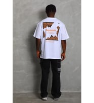 Erkek Baskılı Tişört Kısa Kol Bisiklet Yaka Oversize T-Shirt - Beyaz
