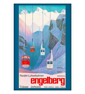 Engelberg, Isviçre, Kayak Poster Tablo Ahşap Poster Dekoratif