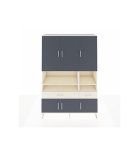 Hyperion Dolap 8 Raflı 2 Çekmeceli 6 Kapaklı 132x44x195 Aytaşı-Antrasit/Aytaşı
