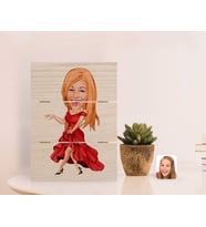 BK Gift Kişiye Özel Kadın Manken Karikatürlü Otantik Masaüstü Ahşap Palet Çerçeve-1 (Beyaz)