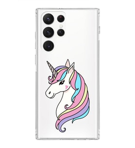 Samsung Galaxy S22 Ultra Uyumlu Kamera Korumalı Kapak Unicorn Tasarımlı  Şeffaf Kılıf