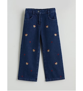 LCW Kids İndigo Teddy Nakışlı Kız Çocuk Jean Pantolon