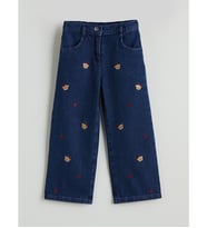 LCW Kids İndigo Teddy Nakışlı Kız Çocuk Jean Pantolon