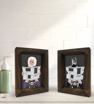 Bk Gift Banyo Dekoratif 2'li Doğal Masif Ahşap Çerçeve 15x20cm-26 (Beyaz)