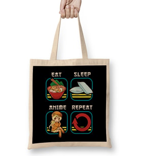 Eat Sleep Anime Repeat Cute Anime Obsessed Bez Çanta Uzun Saplı