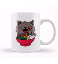 Cute & Funny Anime Kitty Ramen Kawaii Cat Kupa Bardak Porselen
