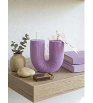 Mumelia Candles Antik Sütun - Doğal Soya Blok Dekoratif Mum - Mor