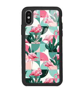 iPhone X Retro Flamingo Duvar kağıdı Tasarımlı Glossy Telefon Kılıfı