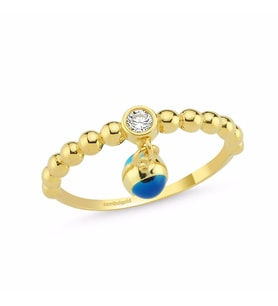 Nazar Boncuk'lu Altın Yüzük 14K Gold (Çok Renkli)