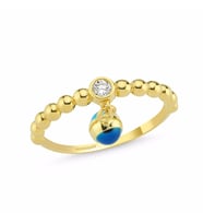 Nazar Boncuk'lu Altın Yüzük 14K Gold (Çok Renkli)