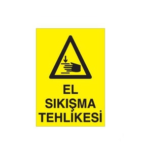 El Sıkışma Tehlikesi Uyarı Levhası 40x60cm (Karışık)