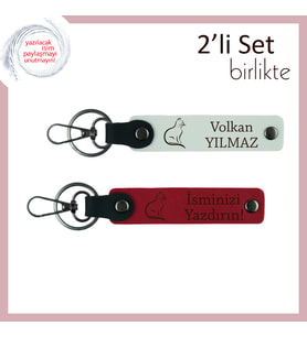 Sokakta Beslediğin Minnoşa Anı Olsun, Pati Desenli, Kişisel Anahtarlık, Beyaz-Kırmızı