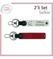 Sokakta Beslediğin Minnoşa Anı Olsun, Pati Desenli, Kişisel Anahtarlık, Beyaz-Kırmızı