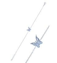 Kelebek Model Zirkon Taşlı Gümüş Kadın Bileklik 201024995