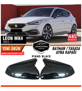 Seat Leon MK4 2021 ve Sonrası Uyumlu Batman Yarasa Ayna Kapağı Piano Black ABS Plastik Sağ Sol Takım