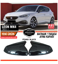 Seat Leon MK4 2021 ve Sonrası Uyumlu Batman Yarasa Ayna Kapağı Piano Black ABS Plastik Sağ Sol Takım