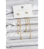 Topçuk Model Gold Renk Pirinç Sallantılı Kadın Küpe Seti