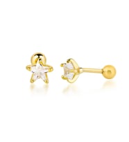 Taşlı Yıldız Gümüş Piercing (Sarı-Pembe)