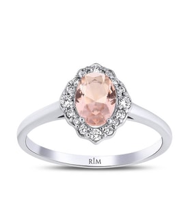 0.75 Karat Laboratuvar Pırlanta Morganite Yüzük - HRD Sertifikalı