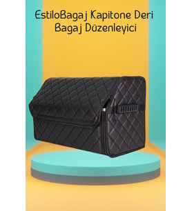Estilobagaj Kapitone Deri Oto Bagaj Düzenleyici Siyah
