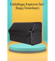 Estilobagaj Kapitone Deri Oto Bagaj Düzenleyici Siyah