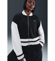Nike Cardigan Street Womens Oversize Sweatshirt Bol Kesim Akrilik Fermuarlı Kadın Sweatshirt Siyah-Beyaz