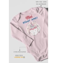 Mini Nöbet Amiri Baskılı Bebek Zıbını – Çıtçıtlı Body  %100 Pamuk Uzun Kol (Bebek Pembesi)