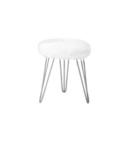 Zem GiGi Beyaz Peluş Silver Ayaklı Puf PŞ01