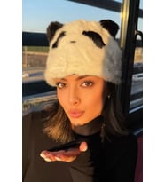 Caş Dekorasyon Siyah Ve Beyaz Renk Panda Figürlü Peluş Şapka