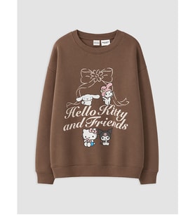 LCW Kids Kahverengi Hello Kitty Baskılı Kız Çocuk Sweatshirt