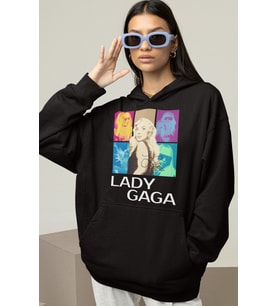 Lady Gaga Baskılı Unisex Oversize Şarkıcı Hoodie